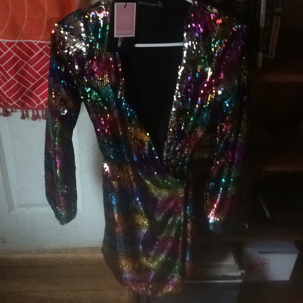 Pretty little thing rainbow sparkle wrap dress